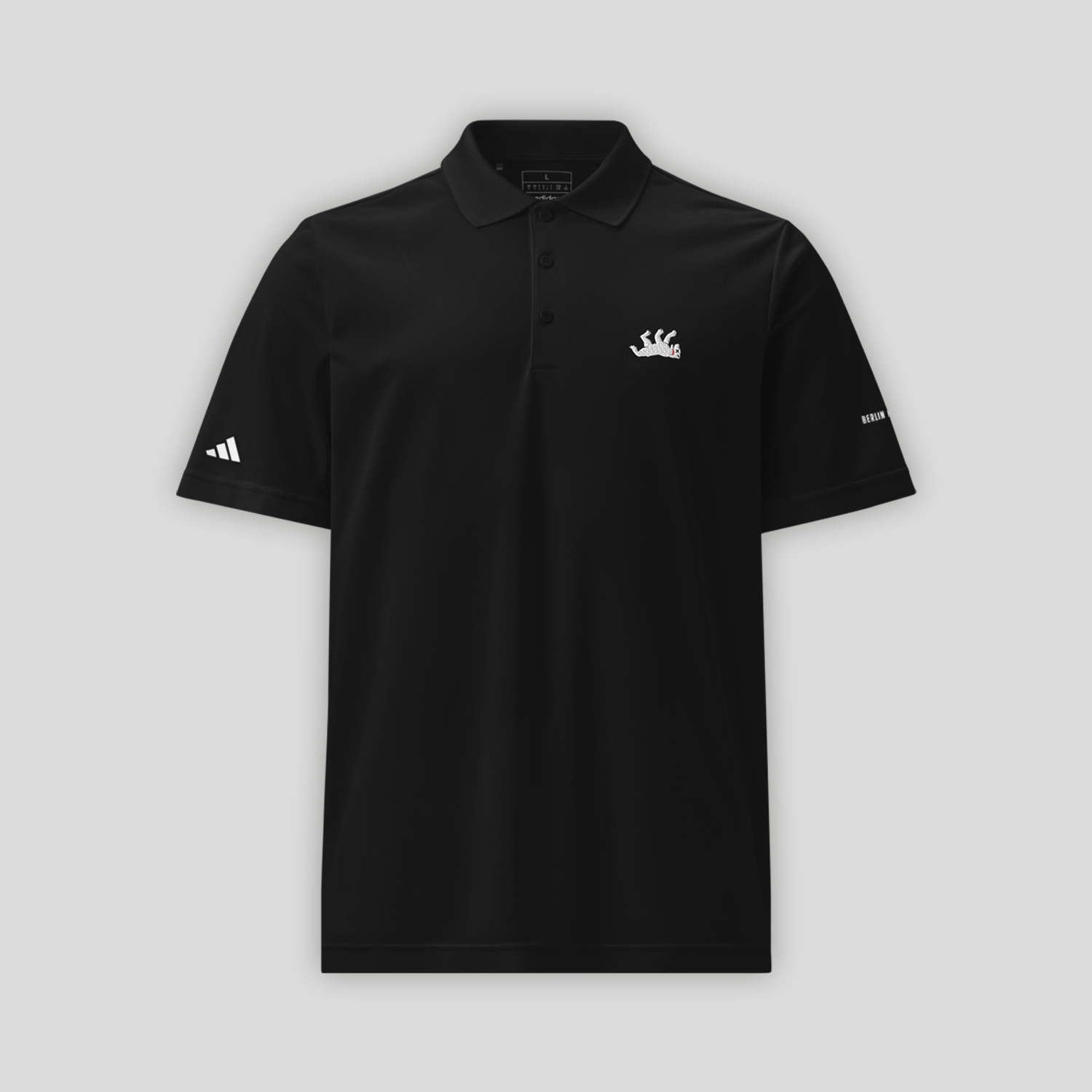 Berlin Kills Me Dead Bear Logo Adidas Black Unisex Polo Shirt