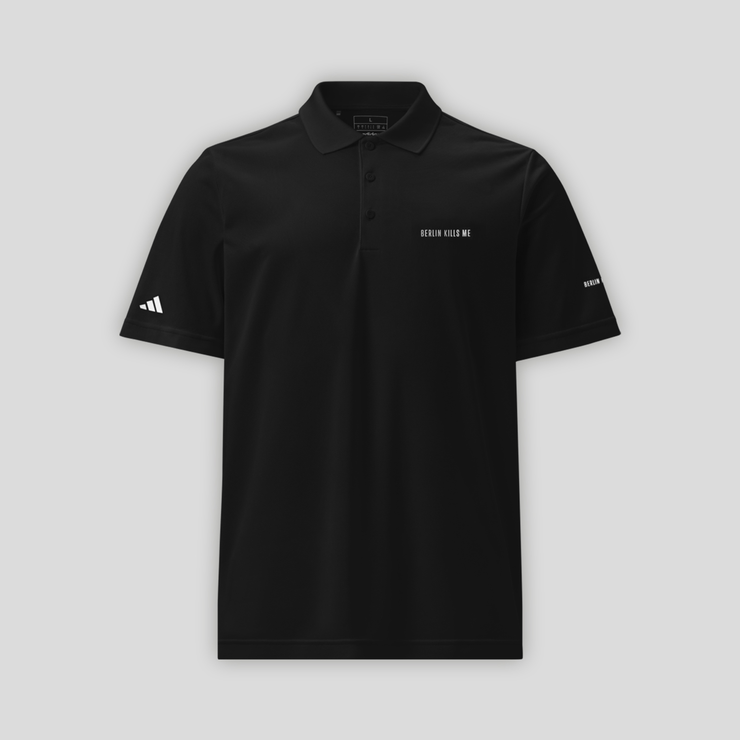 Berlin Kills Me Motto Adidas Black Unisex Polo Shirt
