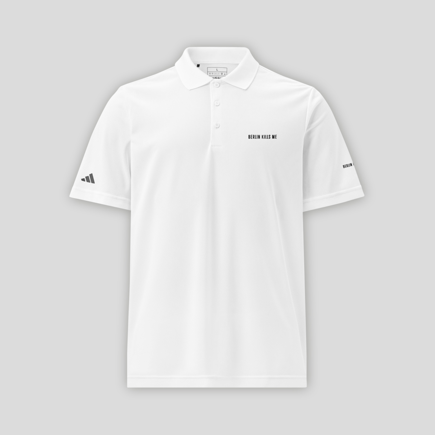 Berlin Kills Me Motto Adidas White Unisex Polo Shirt