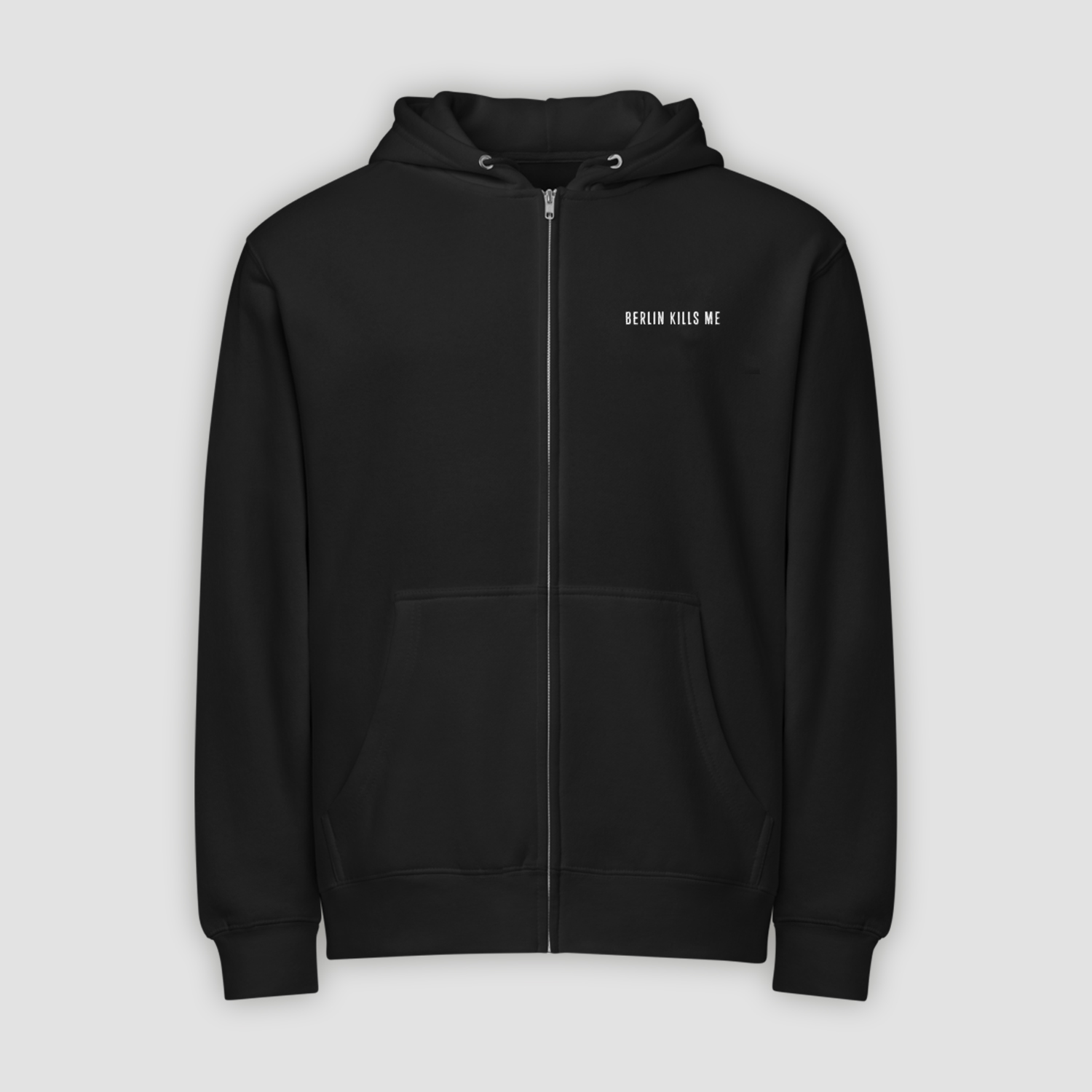 Berlin Kills Me Motto Black Premium Full Zip Hoodie Back