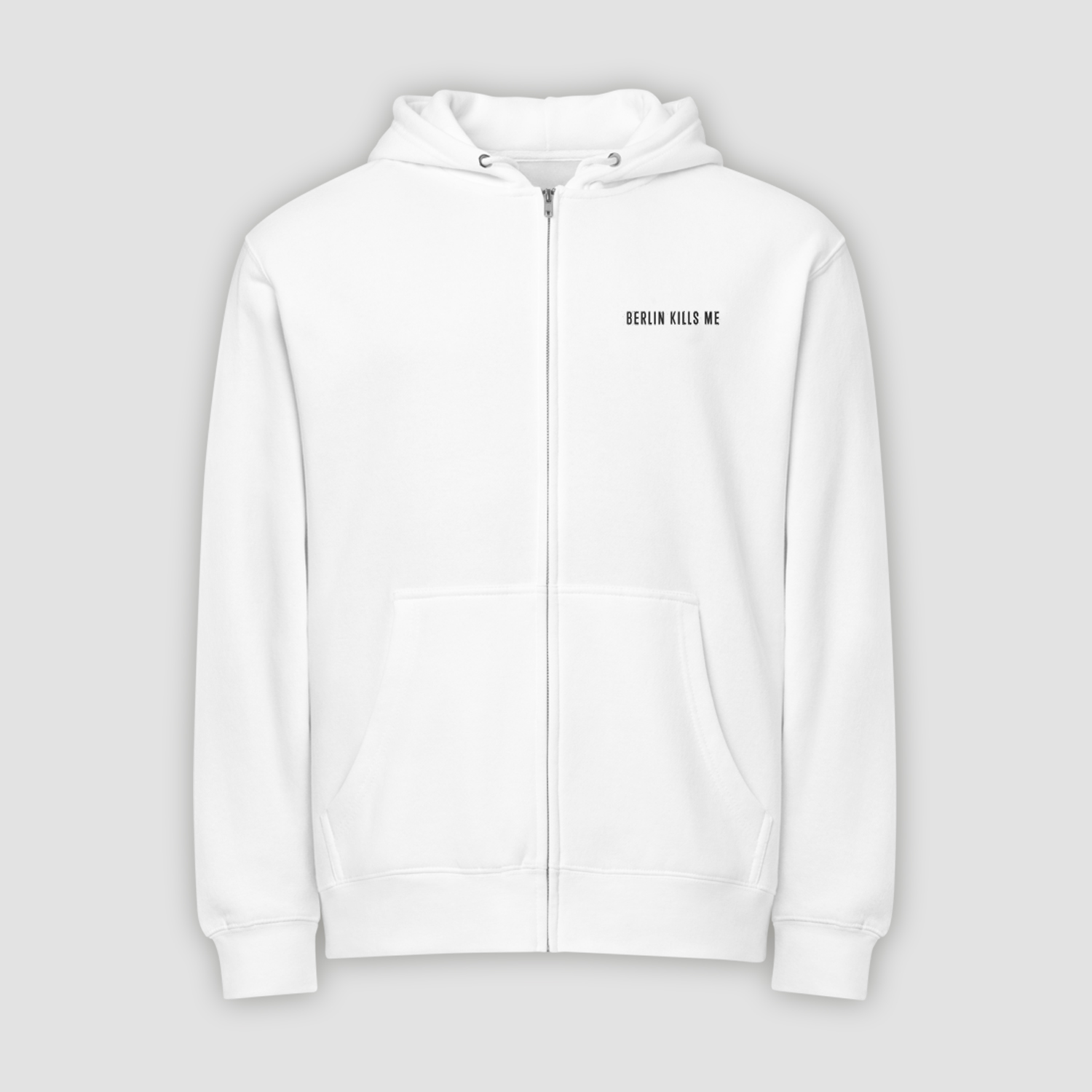 Berlin Kills Me Motto White Premium Full Zip Hoodie Back