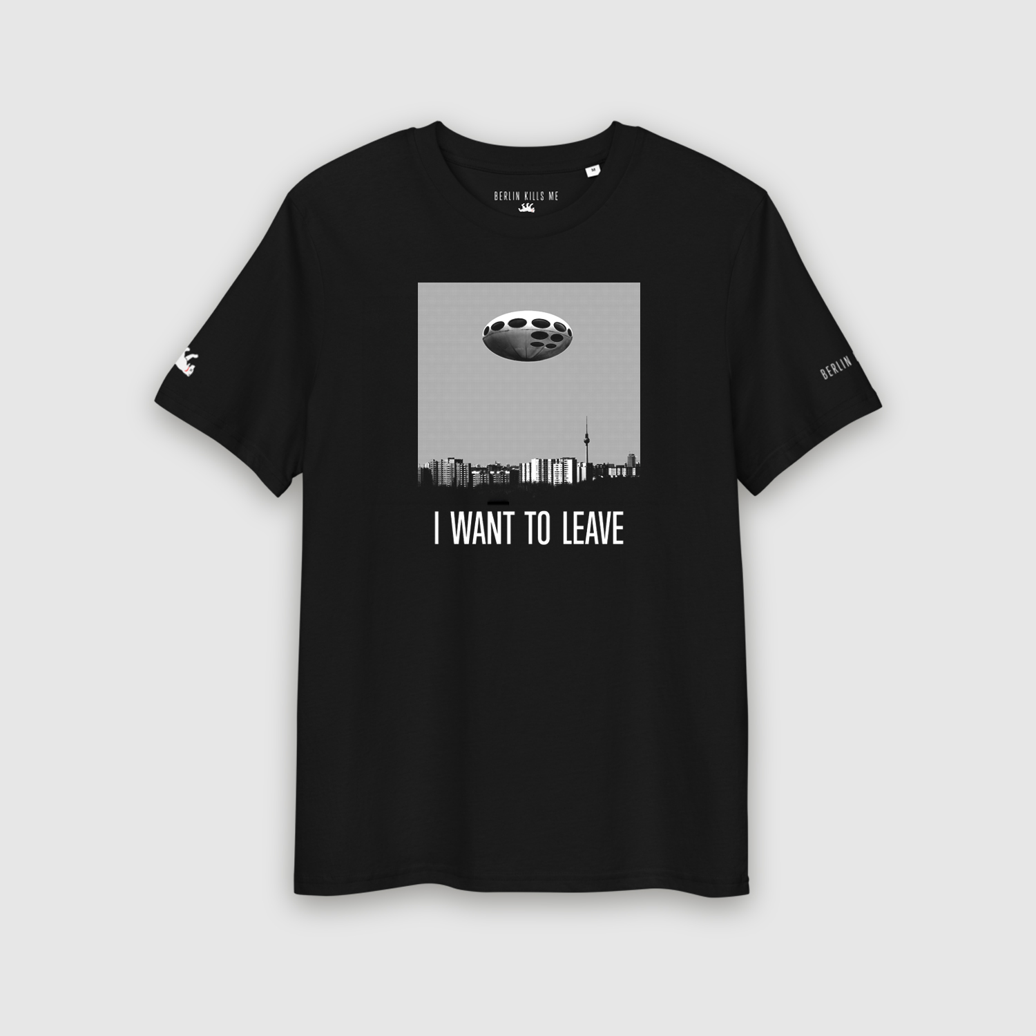 I Want To Leave Berlin Black UFO Unisex Shirt
